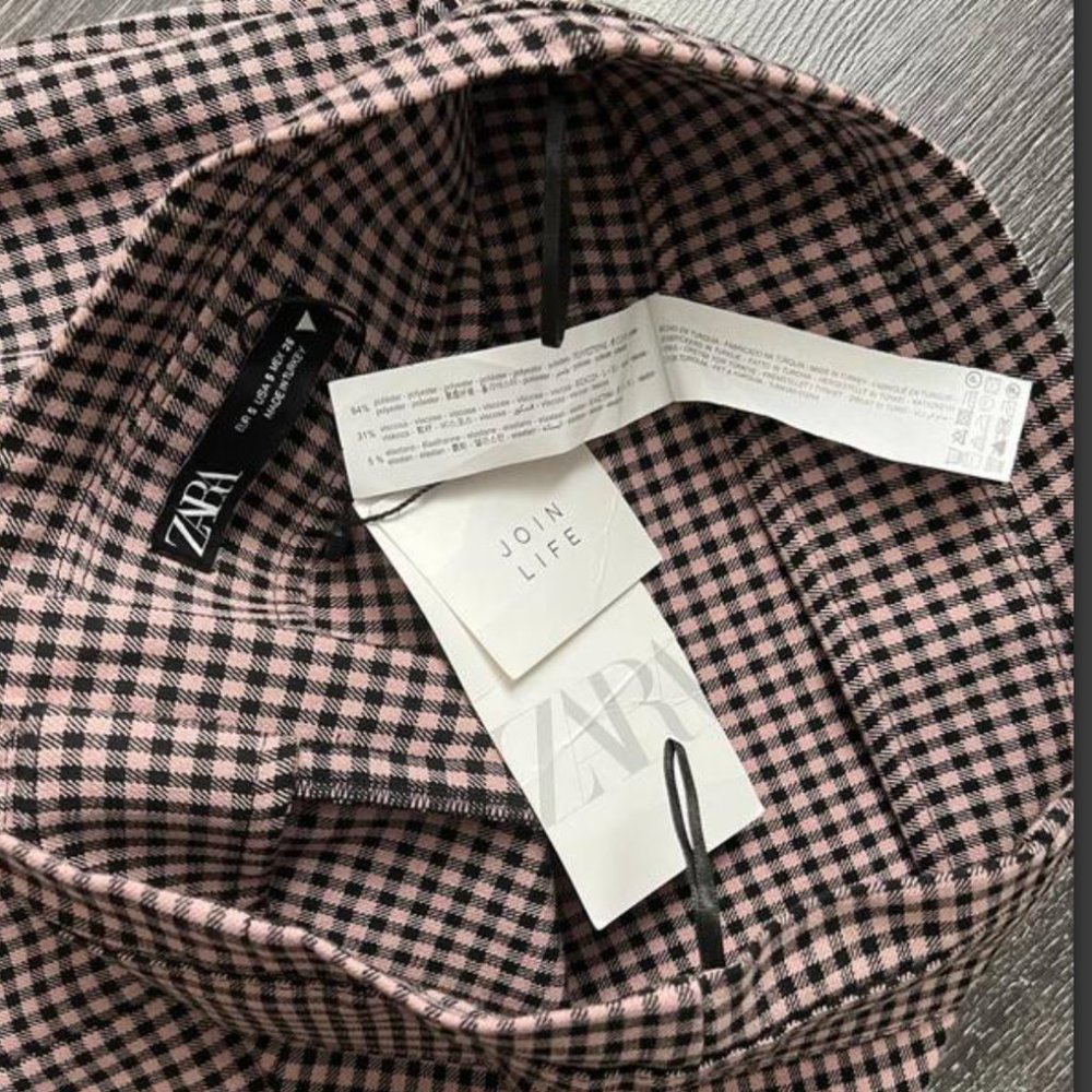 ZARA GINGHAM PLAID STRETCH EXPOSED ZIPPER PENCIL MIDI MAXI SKIRT_3